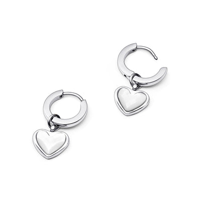 Boucles d'oreilles cœur de quartz blanc (argent)