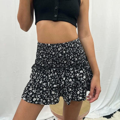 Falda boho Aurélie con volantes y estampado soñador corte fluido
