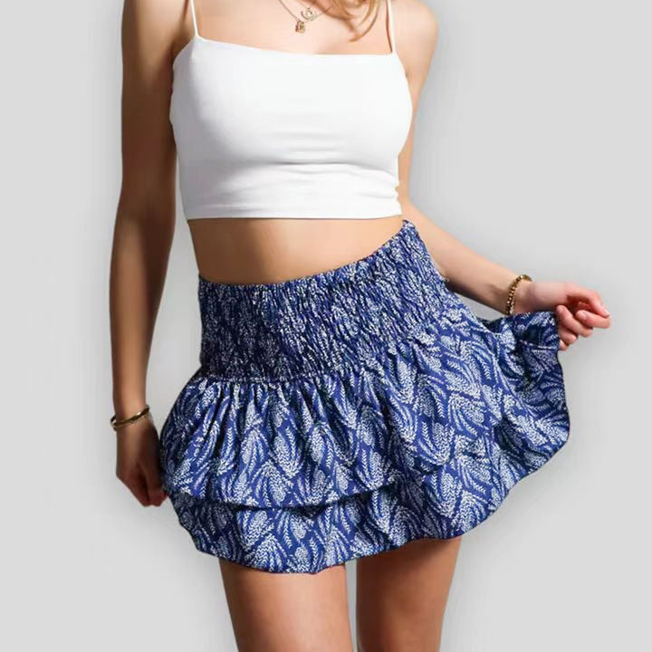 Falda boho Aurélie con volantes y estampado soñador corte fluido