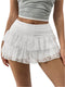Mulher minifalda com panfletos e cintura casual ampla