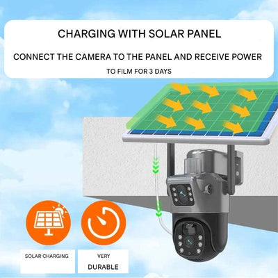 FORTICAM 4K: cámara de seguridad inalámbrica alimentada por energía solar con doble lente y visión nocturna