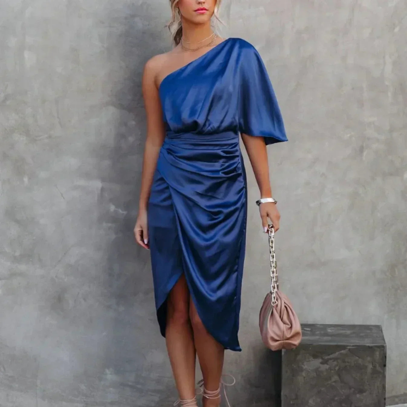 Damen One-Shoulder-Minikleid im Wickelstil