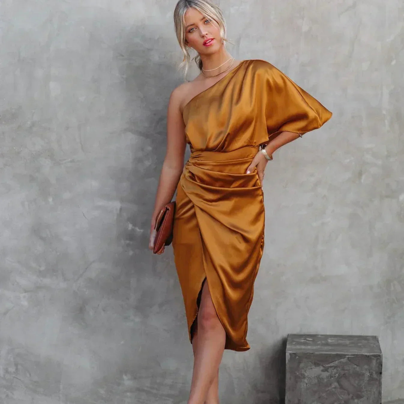 Damen One-Shoulder-Minikleid im Wickelstil