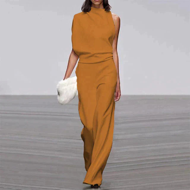 Damen Jumpsuit mit weitem Bein | Eine Schulter Elegant