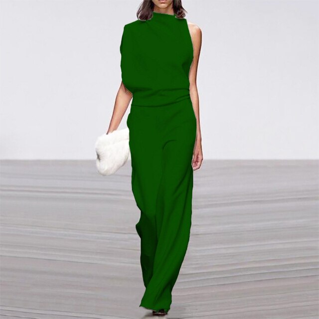 Damen Jumpsuit mit weitem Bein | Eine Schulter Elegant
