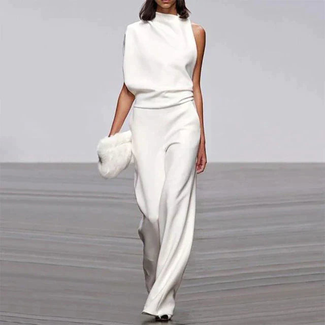 Damen Jumpsuit mit weitem Bein | Eine Schulter Elegant