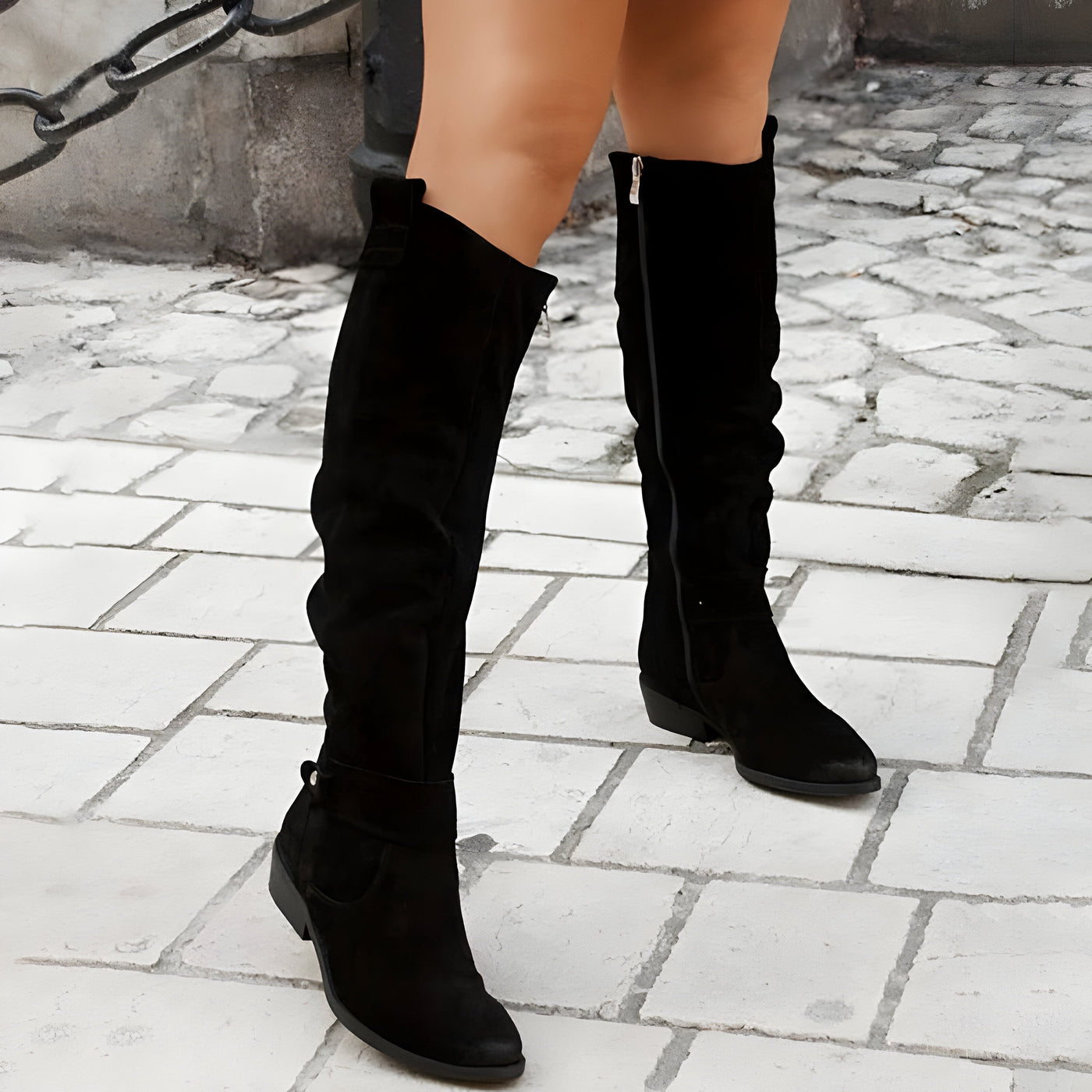 Botas clássicas de pele até ao joelho para mulher