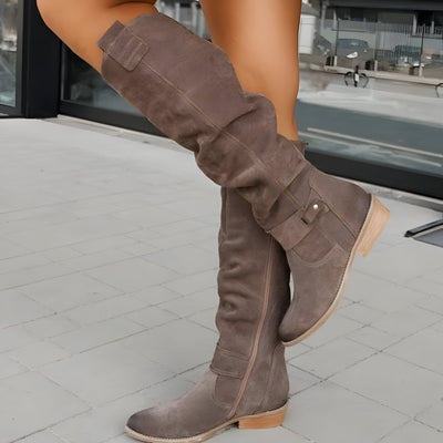 Botas clássicas de pele até ao joelho para mulher