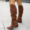 Botas clássicas de pele até ao joelho para mulher