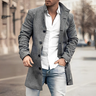 Casaco de lã para homens com botões de moda