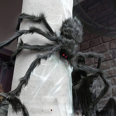 WebCreeper | 2 piezas 50 cm araña gigante con tela de araña - set de decoración de Halloween para exteriores
