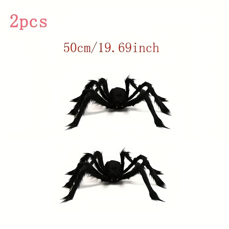 WebCreeper | 2 piezas 50 cm araña gigante con tela de araña - set de decoración de Halloween para exteriores