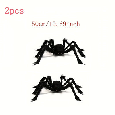 WebCreeper | 2 piezas 50 cm araña gigante con tela de araña - set de decoración de Halloween para exteriores
