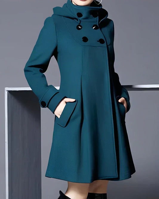 Aria | Eleganter Wollmantel mit Kapuze
