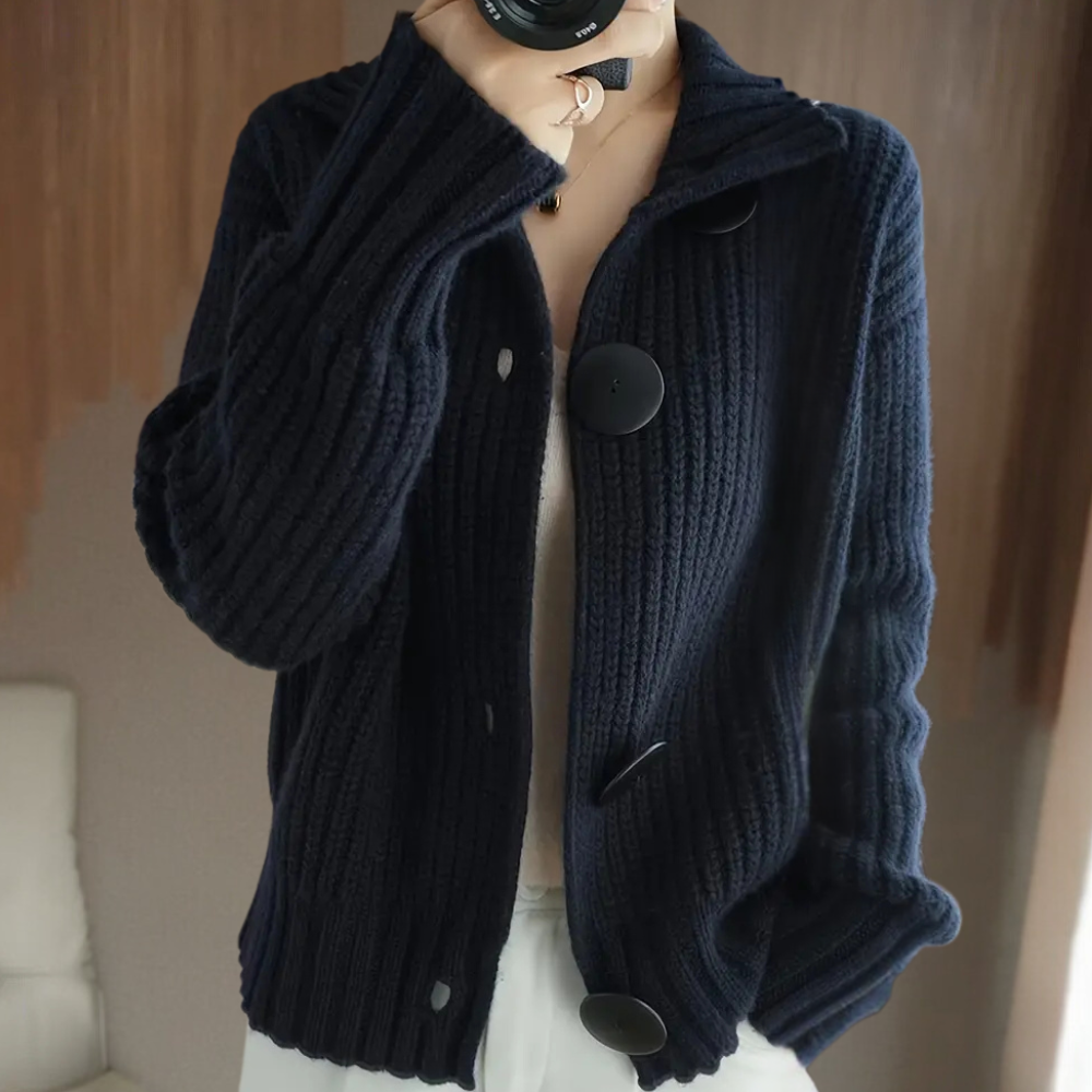 Chaqueta de punto grueso con botones para mujer