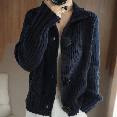 Chaqueta de punto grueso con botones para mujer