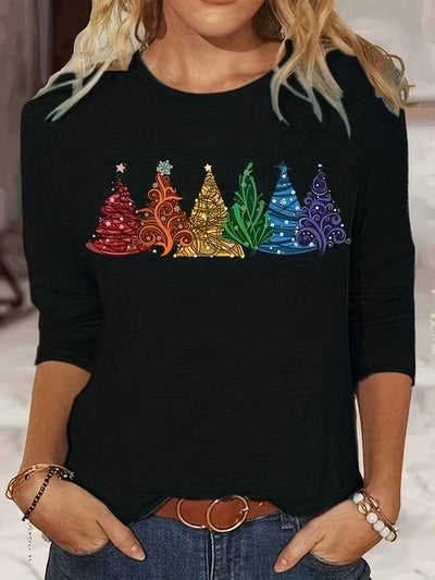 Jersey de Navidad con árboles de Navidad de colores