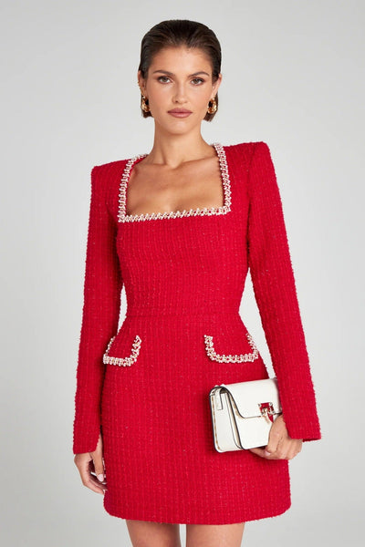 Marion - Vestido feminino elegante com os detalhes da conta e da conta