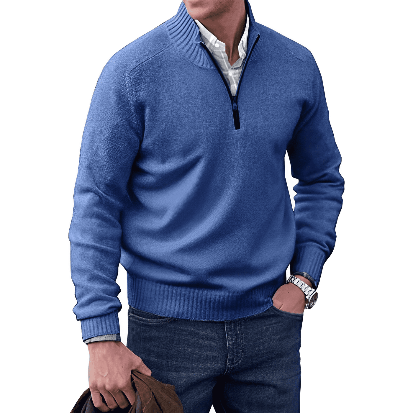 Elegante Jersey de Benoit da Caxemira com zíper