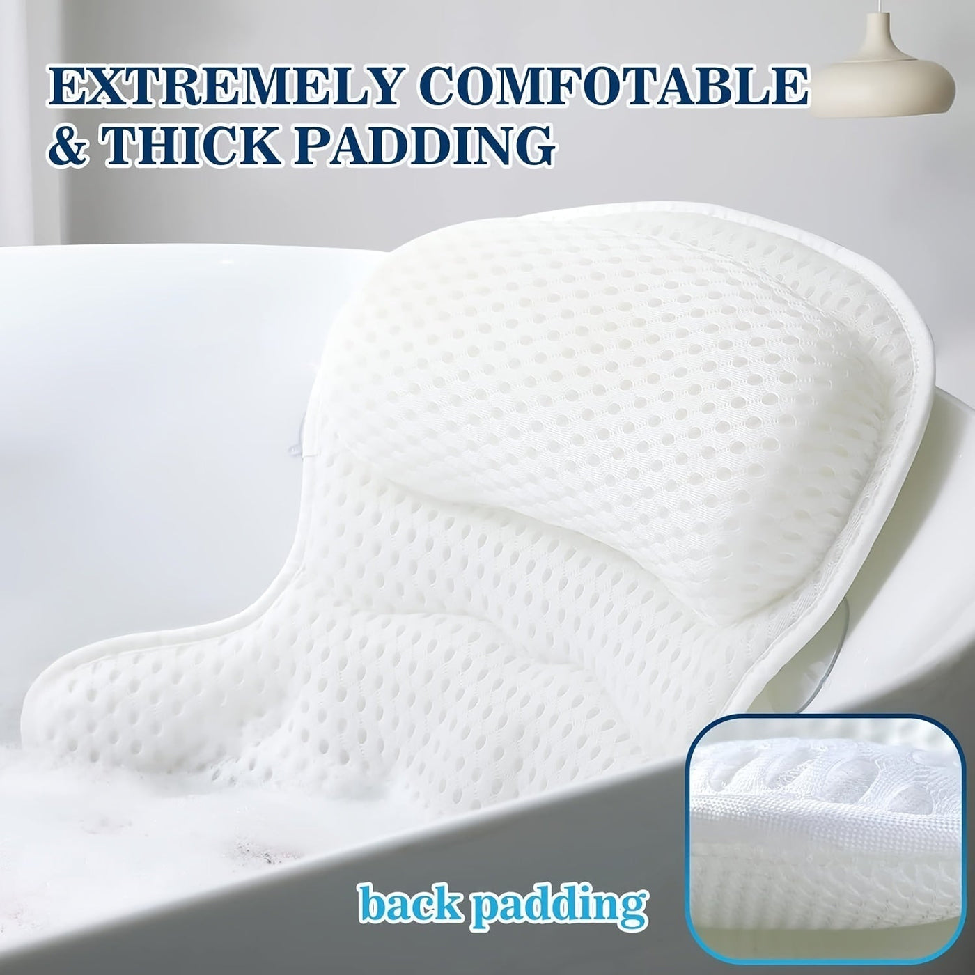 Almohada de baño LuxieSpa 4D Luxe - Almohada transpirable con soporte para cuello y espalda para un baño relajante
