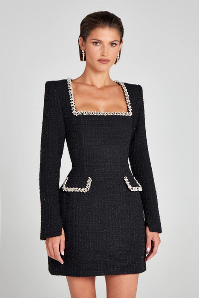 Marion - Vestido feminino elegante com os detalhes da conta e da conta
