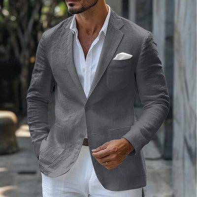 Blazer d'été en lin pour homme - Coupe slim et légère