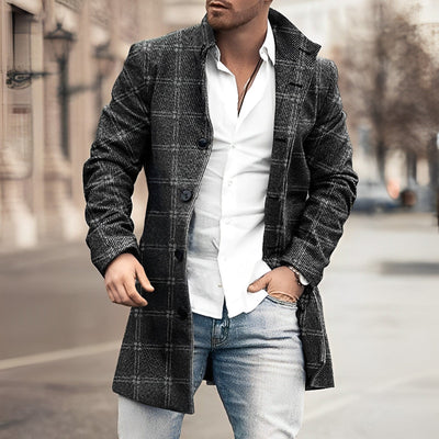 Casaco de lã para homens com botões de moda