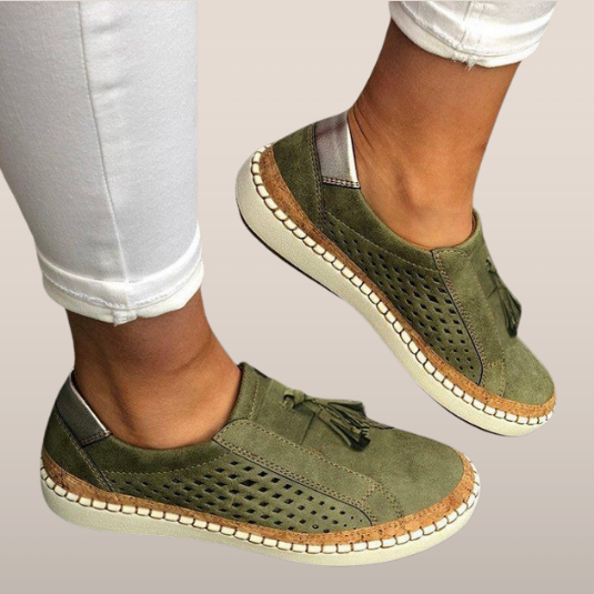 Mocasini intrecciati senza lacci da donna, casual - tessuto traspirante e facili da indossare