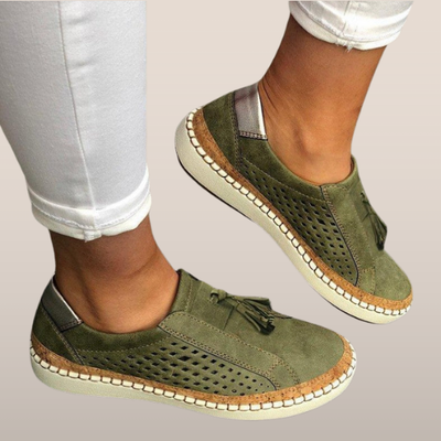 Mocasini intrecciati senza lacci da donna, casual - tessuto traspirante e facili da indossare