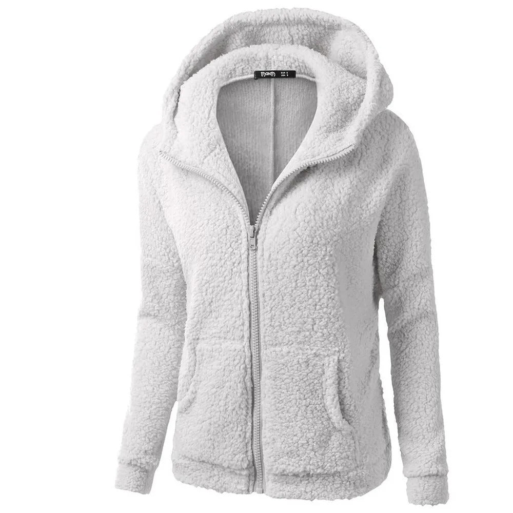 Jaqueta de inverno feminina com capuz polar