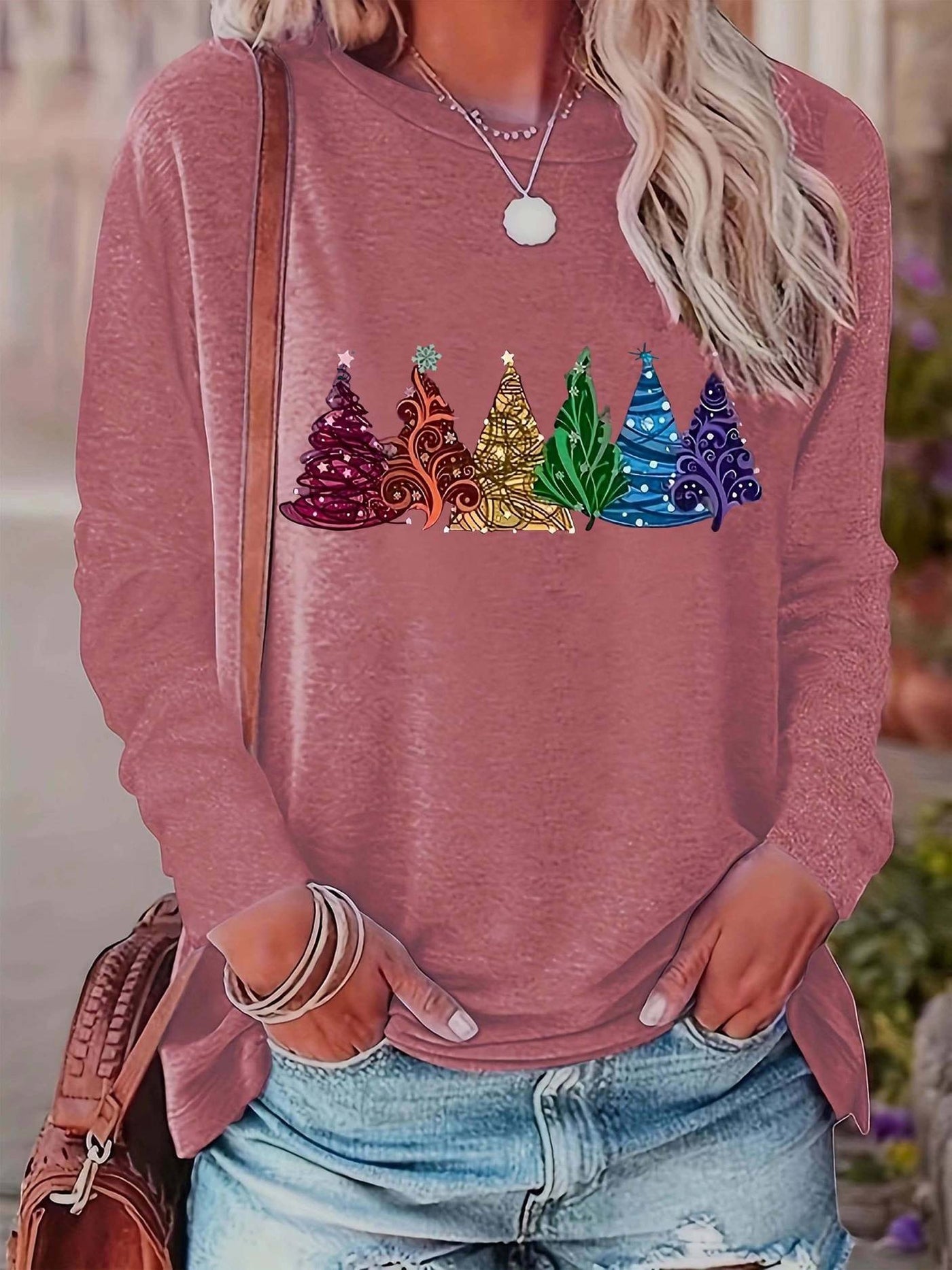 Jersey de Navidad con árboles de Navidad de colores