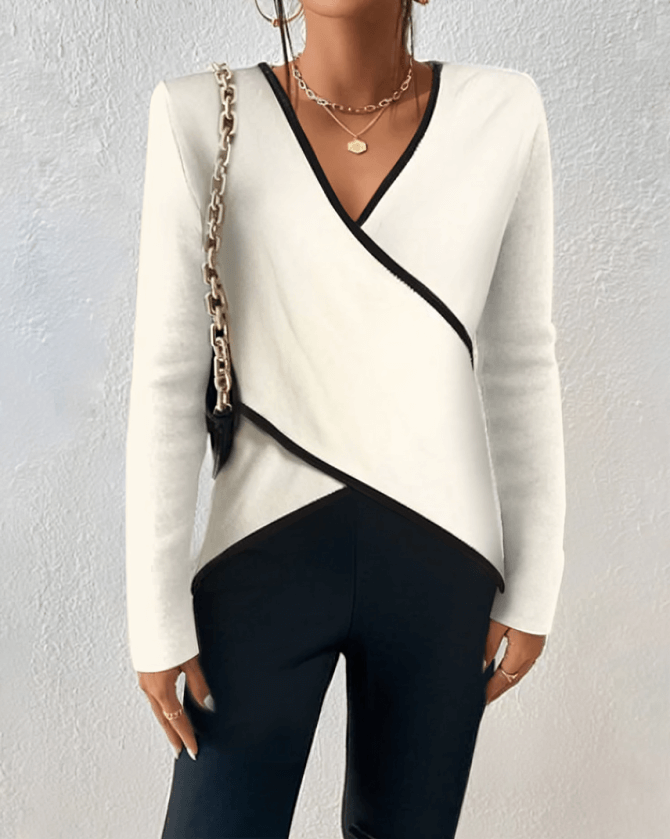 Elegante jersey de cuello en V para mujer