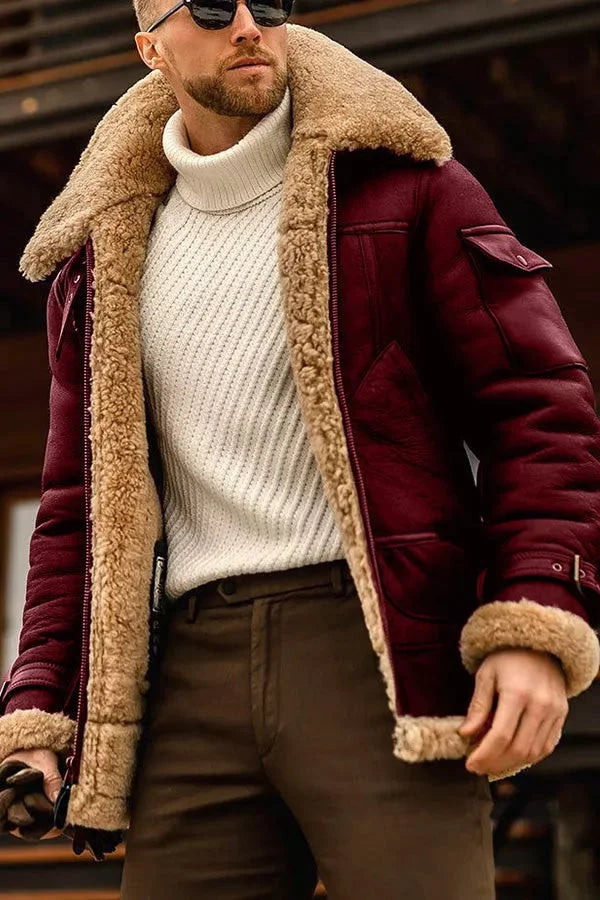 Jaqueta de couro de camelo elegante para homens