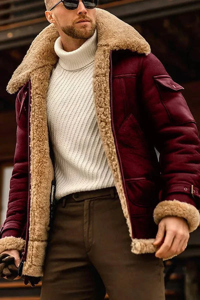 Jaqueta de couro de camelo elegante para homens