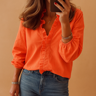 Blusa com folhetos femininos para o trabalho e conjuntos de tempo livre | Elise