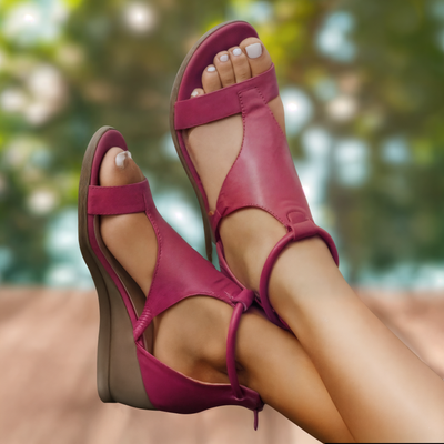 Sandálias femininas de conforto de couro elegantes