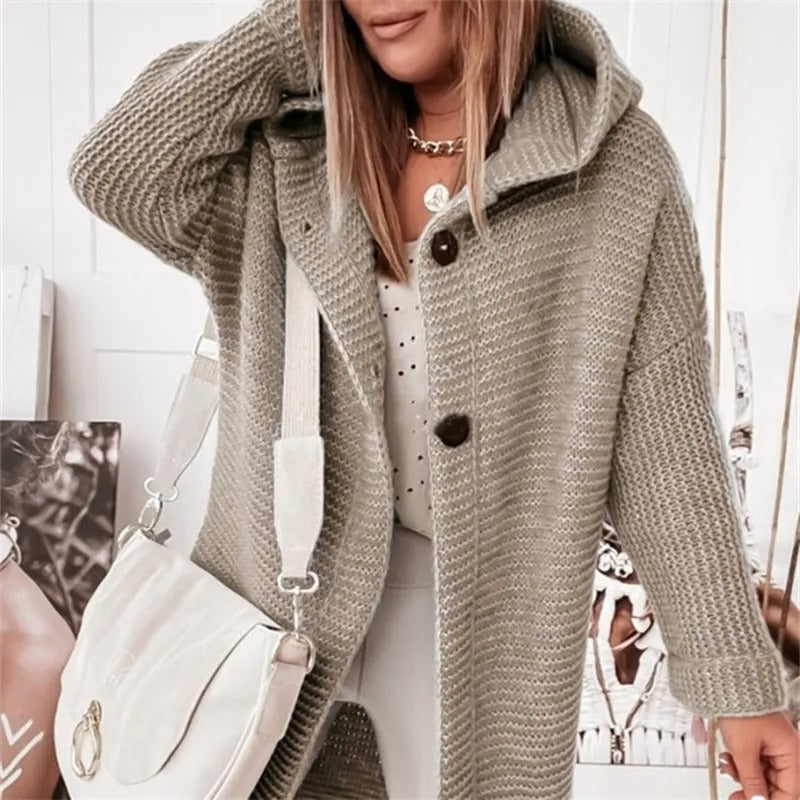 Cardigan da mulher elegante com capuz - estilo Caxemira