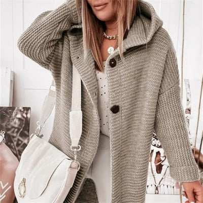 Cardigan da mulher elegante com capuz - estilo Caxemira