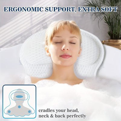 Almohada de baño LuxieSpa 4D Luxe - Almohada transpirable con soporte para cuello y espalda para un baño relajante
