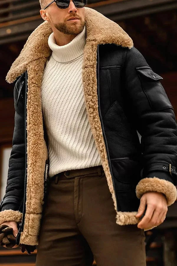 Jaqueta de couro de camelo elegante para homens