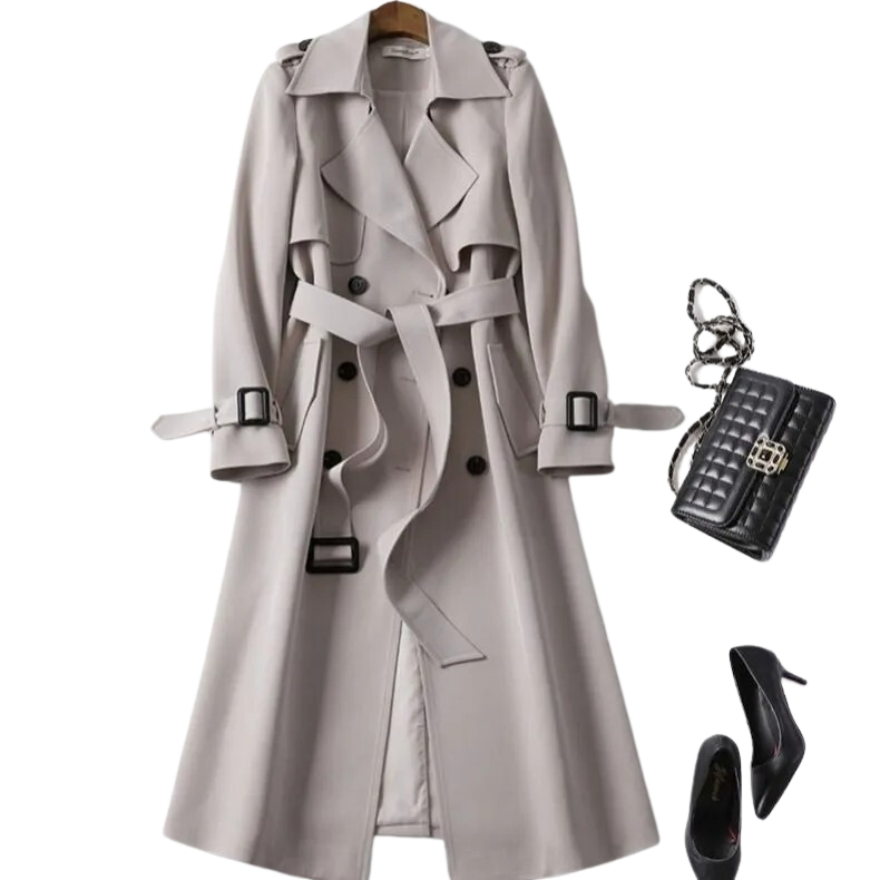 Elegante Gabardina para Senhora: Atemporal, Luz e Estilo