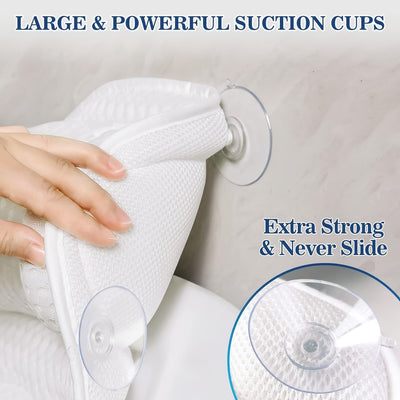 Almohada de baño LuxieSpa 4D Luxe - Almohada transpirable con soporte para cuello y espalda para un baño relajante