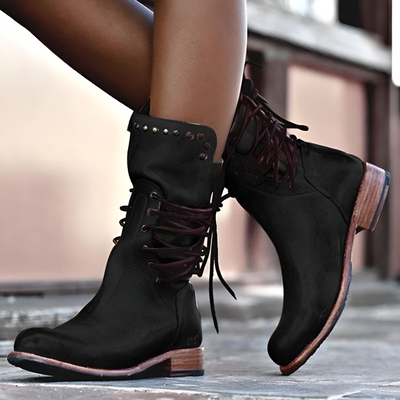 Botas de couro vegano confortáveis ​​com cadarços