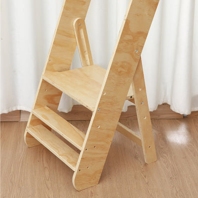 Torre de aprendizado dobrável Montessori para crianças pequenas - Assistente de culinária portátil de madeira natural
