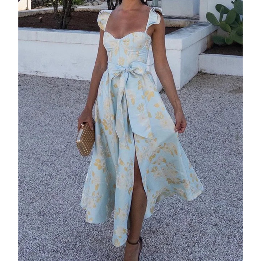 Damen Sommerkleid | Bohemian Style | Ärmellos & Lang | Blumenmuster