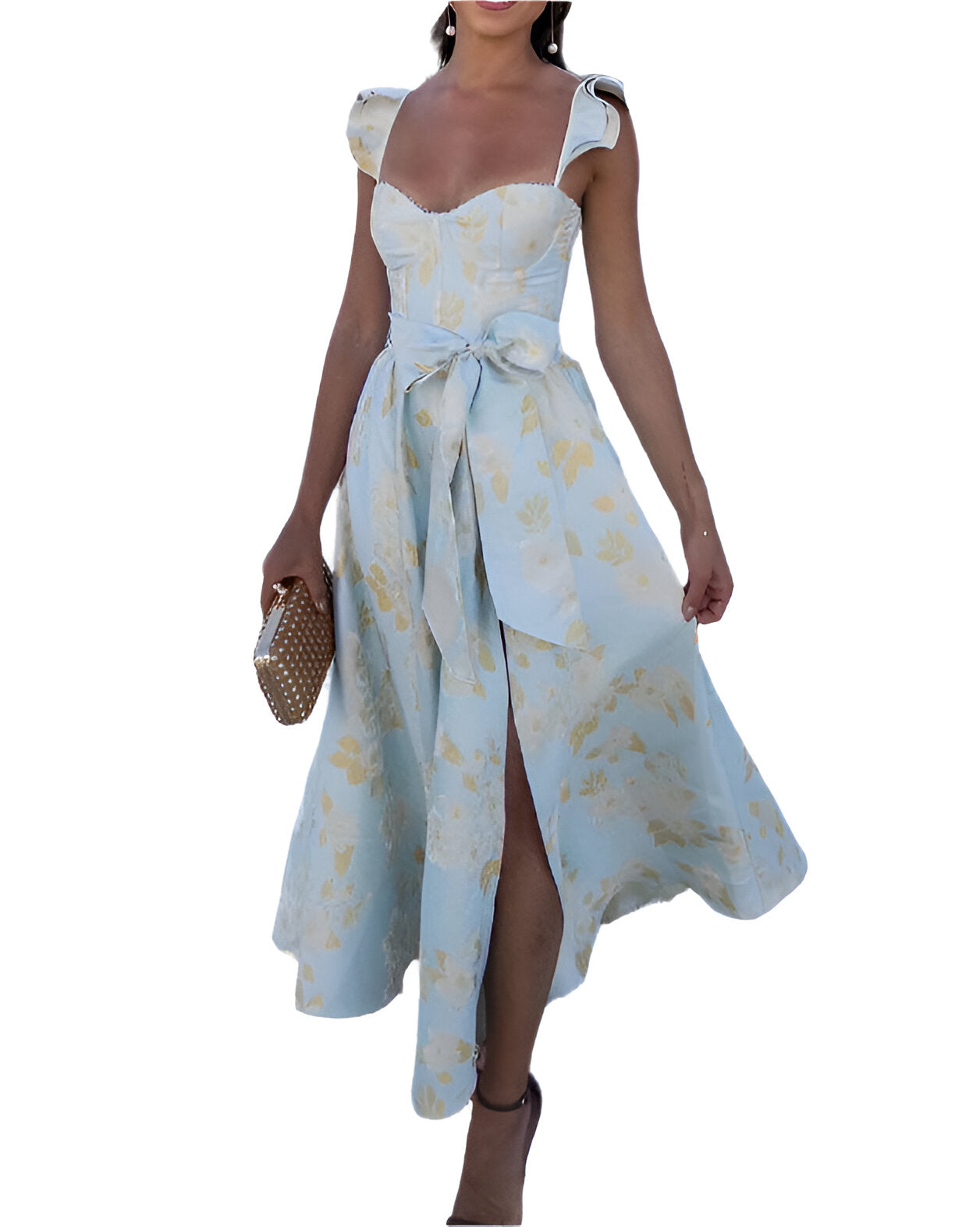 Damen Sommerkleid | Bohemian Style | Ärmellos & Lang | Blumenmuster