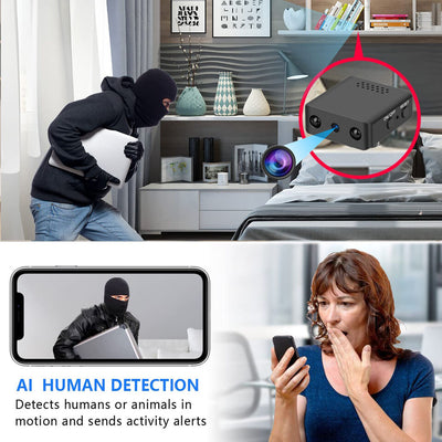 Câmera Micro HD com WI -FI e Audio - Câmara de Segurança Compacta com Visão Noturna