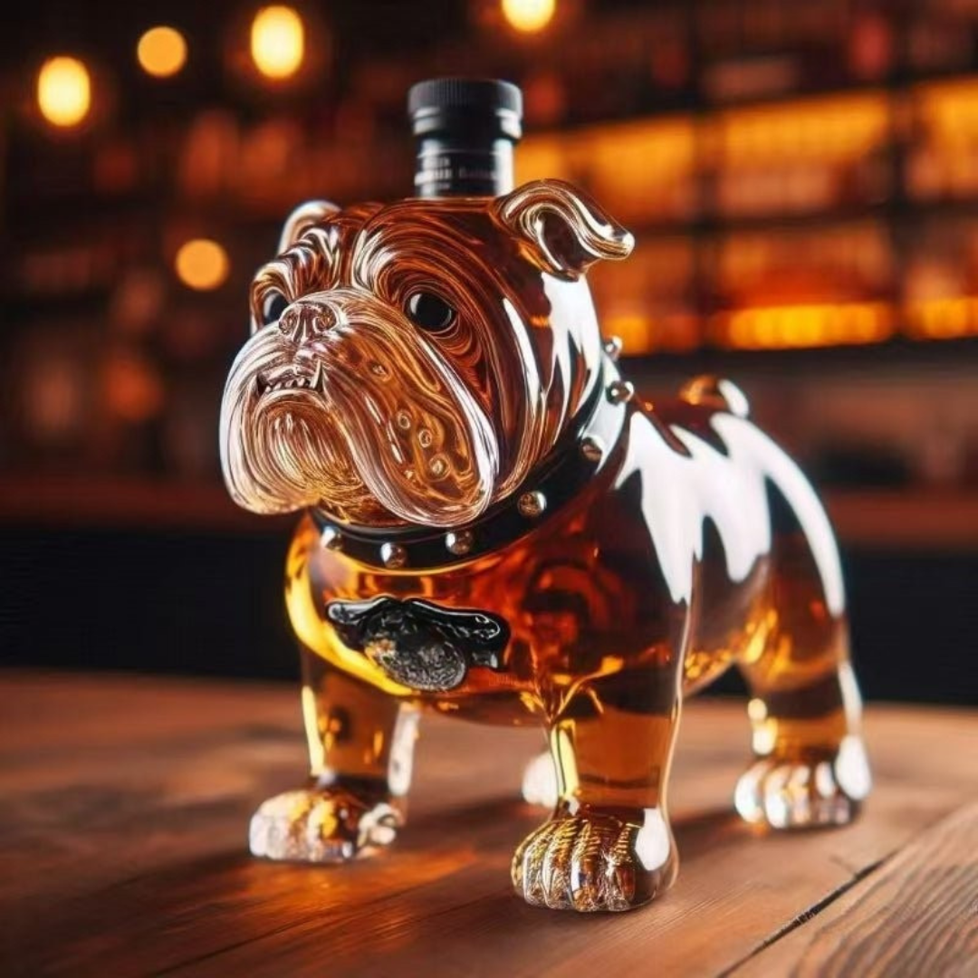 Decantador de whisky de cristal con diseño de perro