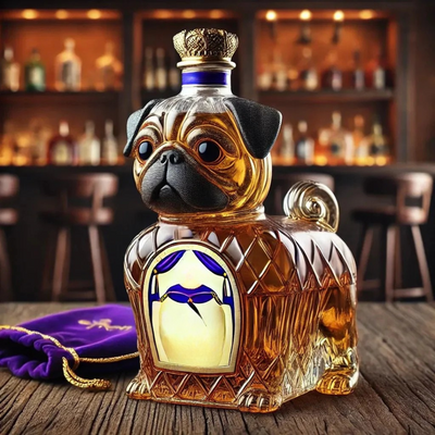 Decantador de whisky de cristal con diseño de perro