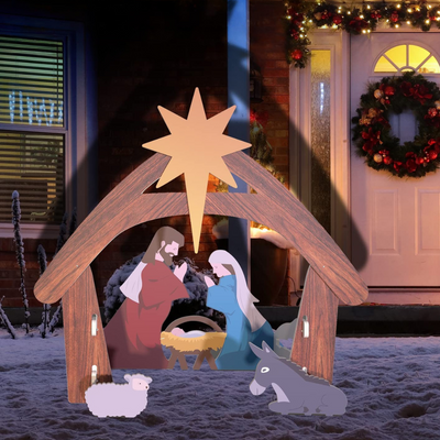 Présentoir de silhouettes de crèches de Noël pour extérieur